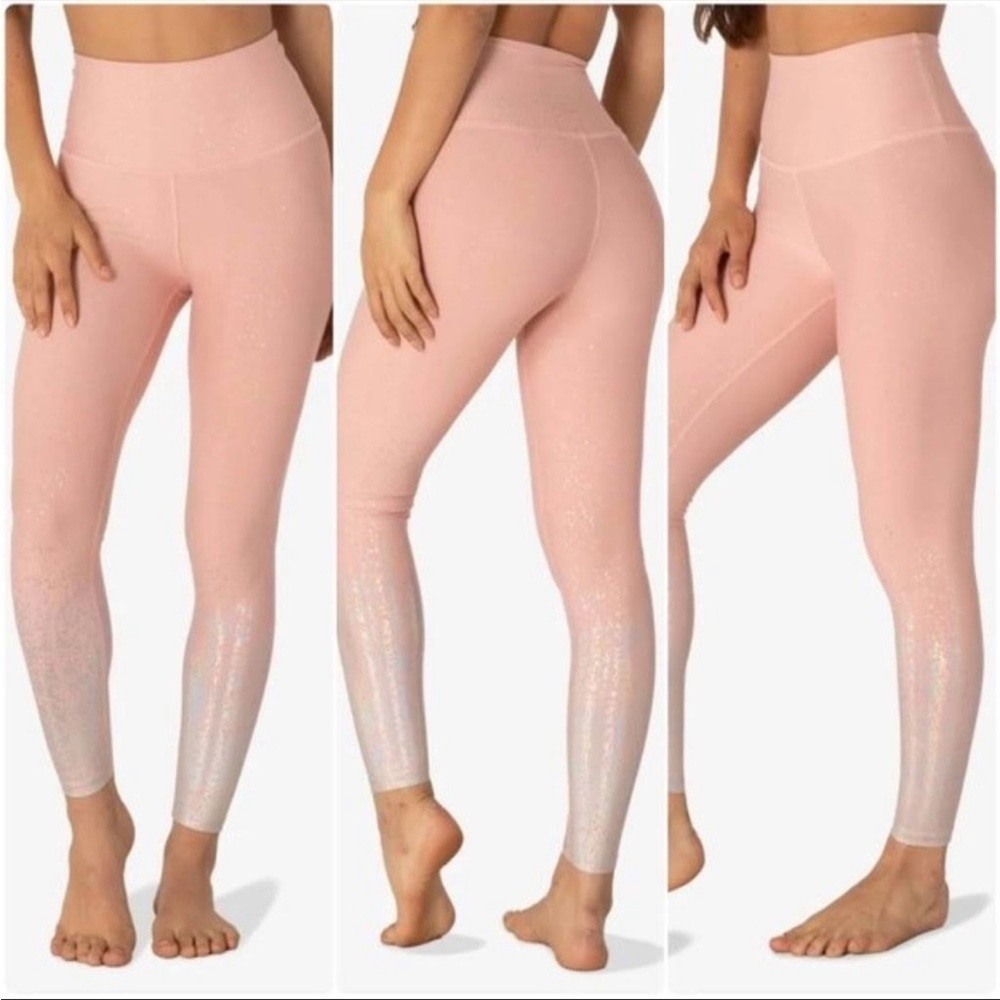 Beyond Yoga Alloy Ombre High Waist Specked Pink/Silver Leggings size small